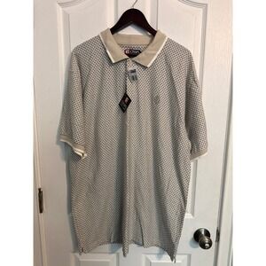 Chaps Ralph Lauren Polo Shirt Geometric Print Short Sleeve Beige XXL